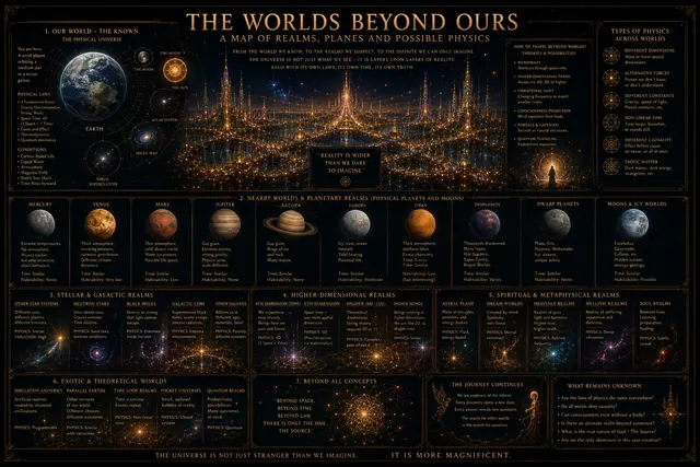 THE WORLDS BEYOND OURS — a map of realms, planes and possible physics: from the known planets through stellar, higher-dimensional, spiritual and theoretical worlds