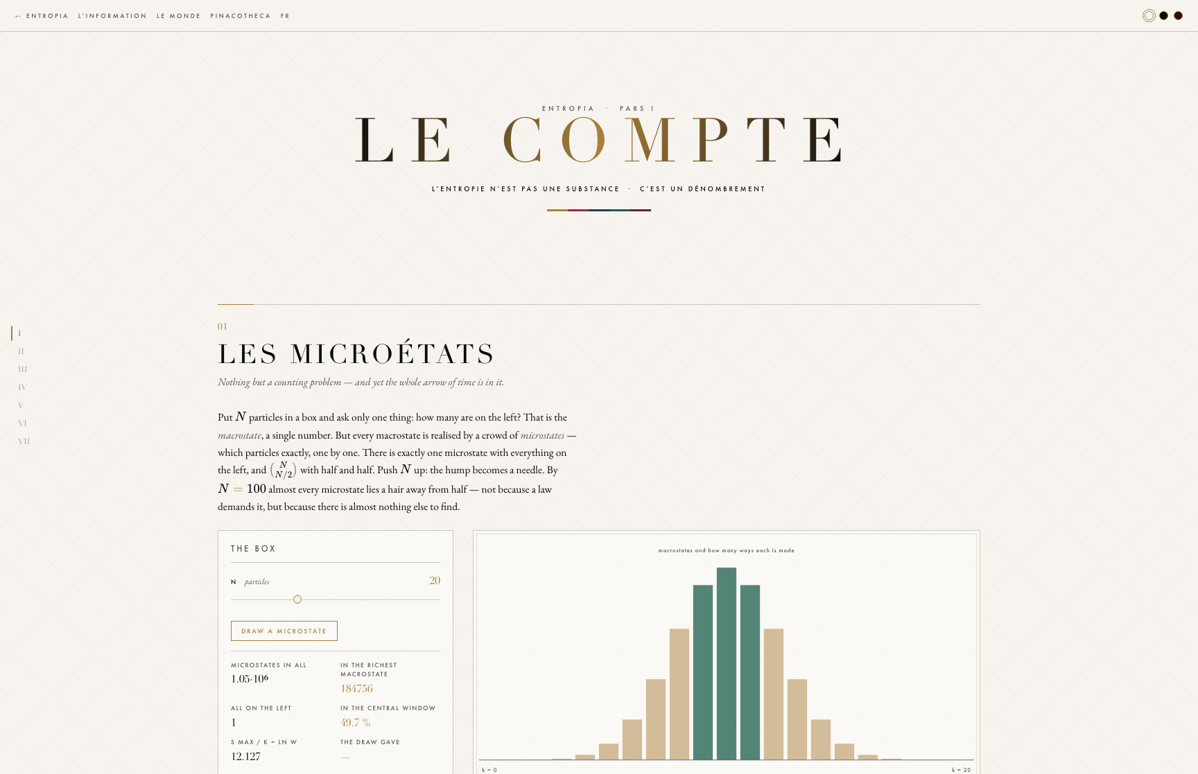 LE COMPTE &mdash; microétats, Boltzmann, diffusion, Gibbs, caoutchouc, fluctuations