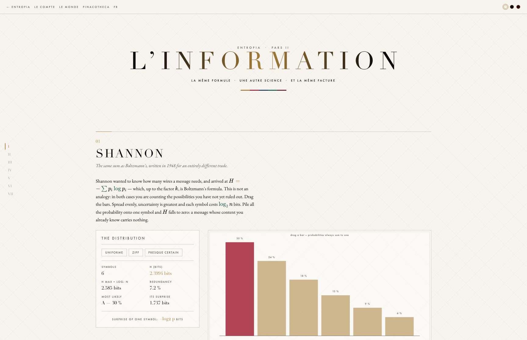 L'INFORMATION &mdash; Shannon, l'anglais imprimé, Huffman, le démon, Landauer, Szilard